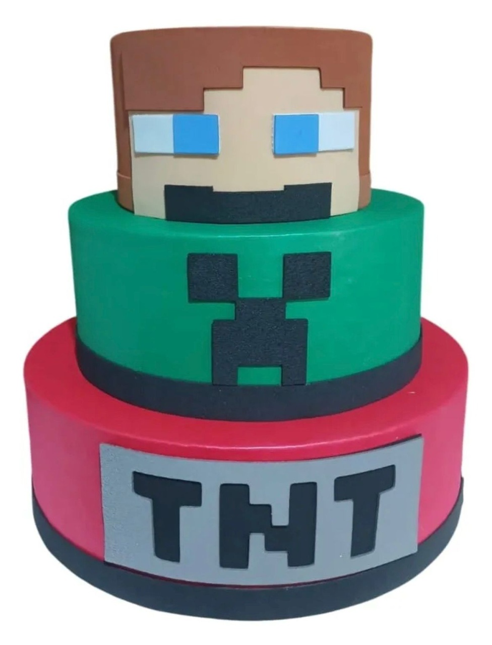 Bolo Fake Minecraft 3 Ou 2 Andares  - A FESTA E DECORAÇÃO