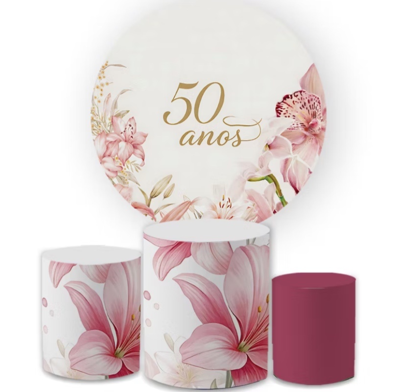 Kit Capas 50 Anos Rosa - A FESTA E DECORAÇÃO