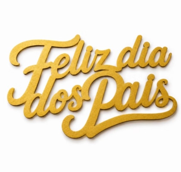 Placa Feliz Dia dos Pais Dourado 60X26 - A FESTA E DECORAÇÃO