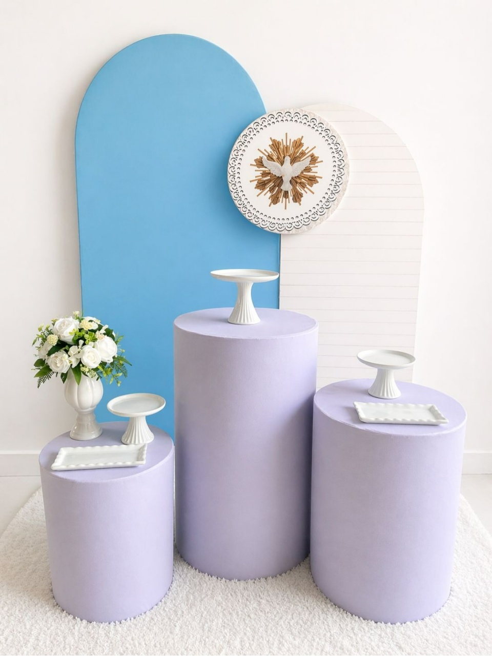 Kit Super Luxo Espírito Santo  Romano Azul E Branco  - A FESTA E DECORAÇÃO