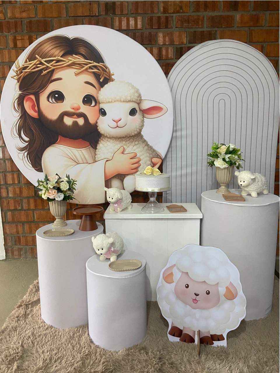 Kit Luxo Jesus Com Ovelha  - A FESTA E DECORAÇÃO