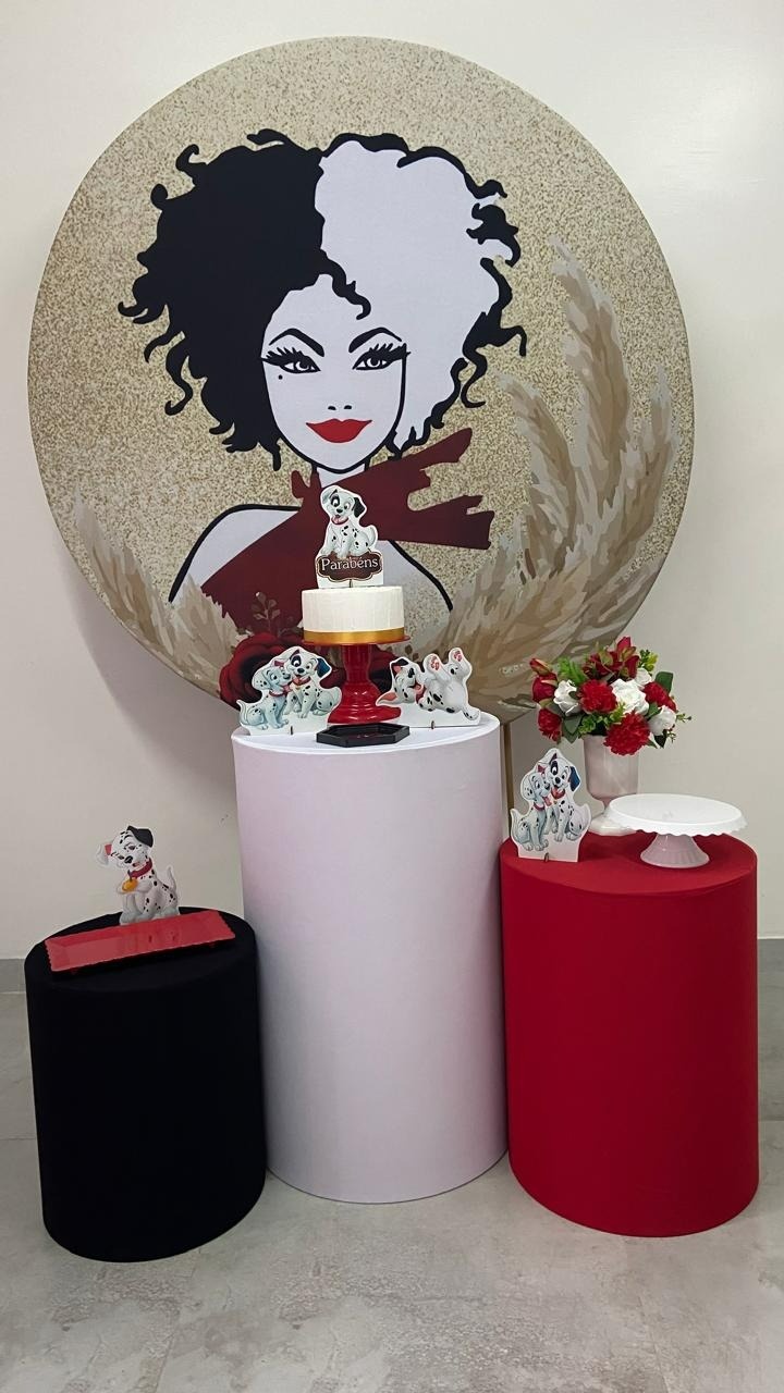 Kit Básico Cruella  101 Dálmatas - A FESTA E DECORAÇÃO