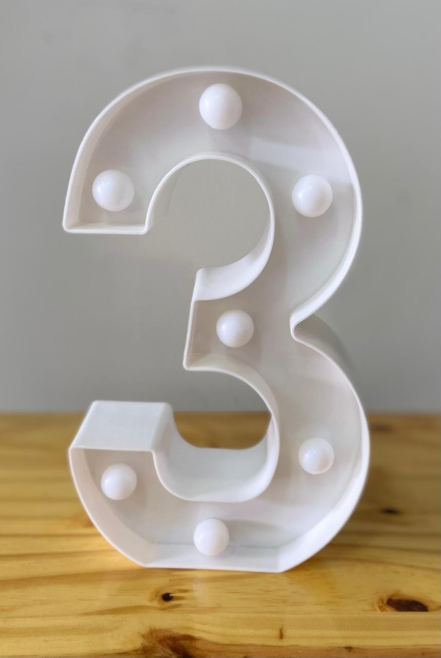 Número 3 Luminoso 22Cm - A FESTA E DECORAÇÃO