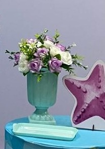 Arranjo de Flor  Branco E Roxo - A FESTA E DECORAÇÃO