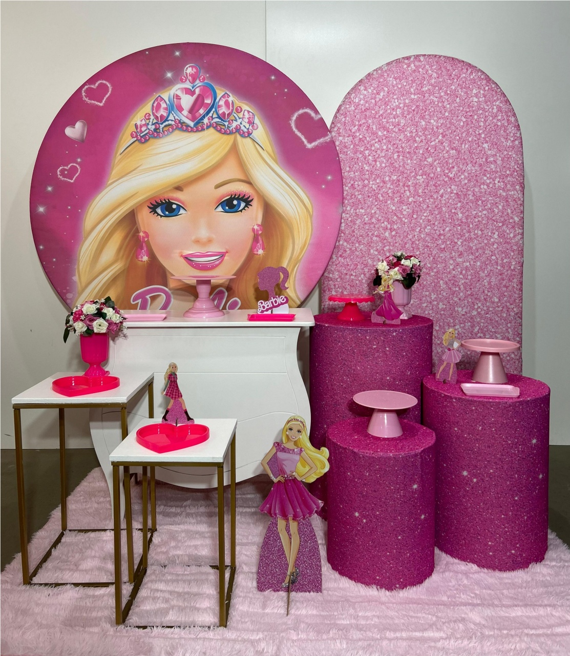 Kit Composição Barbie Cilíndro Pink - A FESTA E DECORAÇÃO