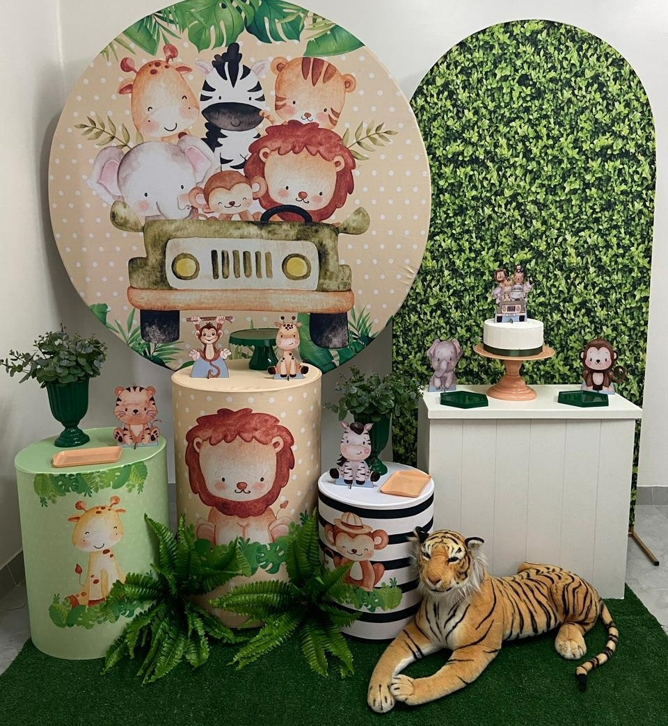 Safari Aquarela Kit   Luxo   - A FESTA E DECORAÇÃO