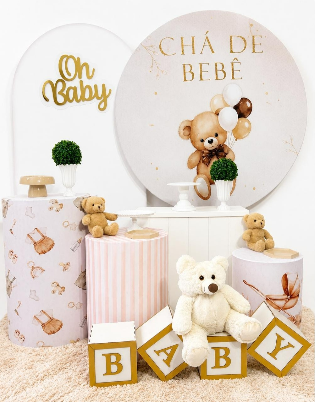 Chá de Bebê Urso Neutro Kit Super Luxo - A FESTA E DECORAÇÃO