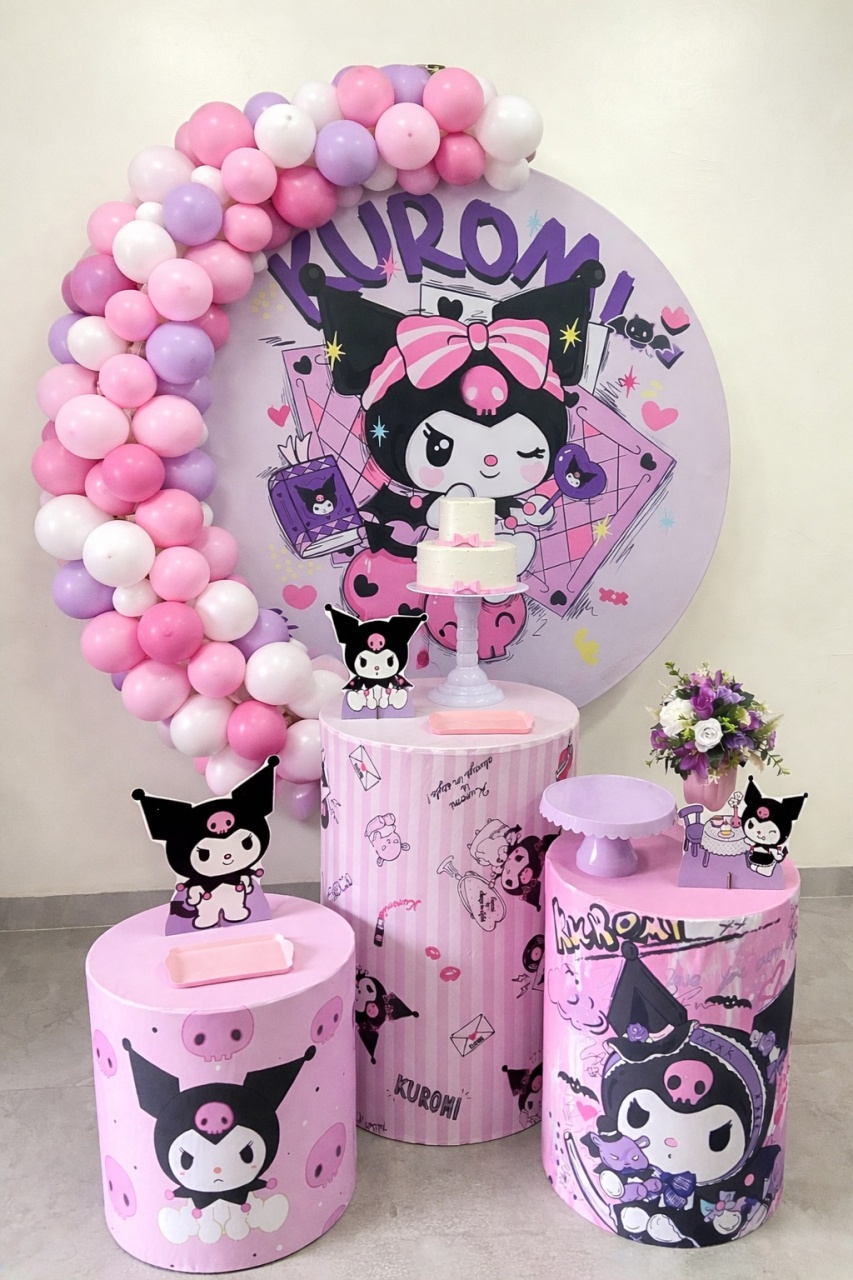 Kit Completo Com Balões Kuromi  - A FESTA E DECORAÇÃO