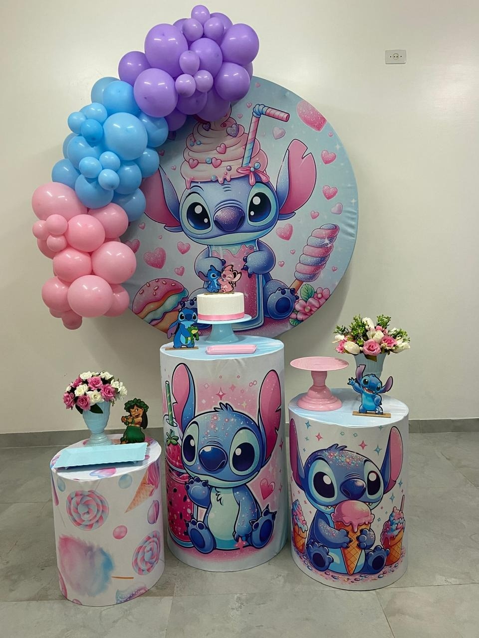 Kit Completo Com Balão Stitch Milk Shake - A FESTA E DECORAÇÃO