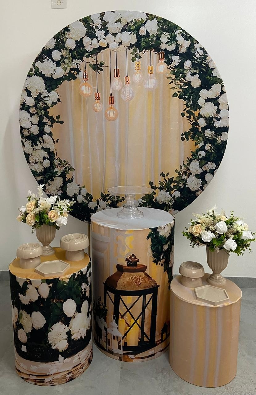  Kit Capa Painel Floral Verde E Branco - A FESTA E DECORAÇÃO