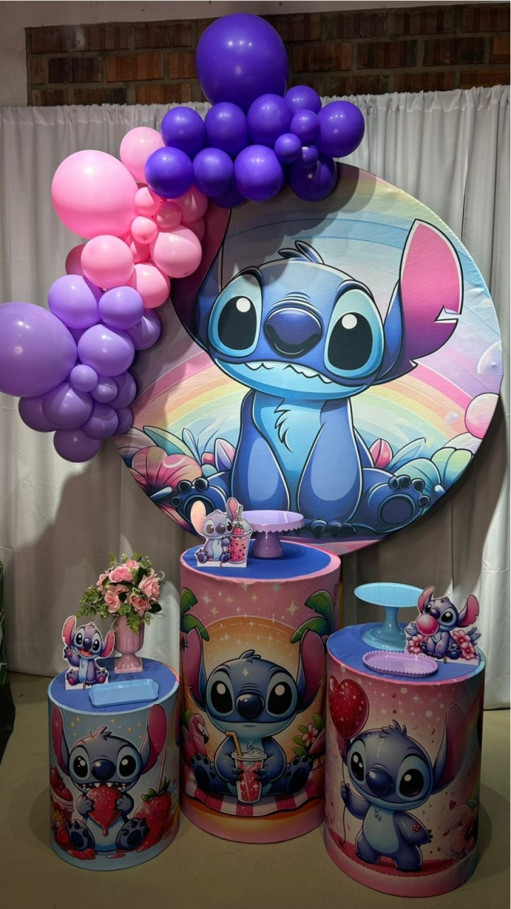Kit Completo Com Balões Stitch 1  - A FESTA E DECORAÇÃO