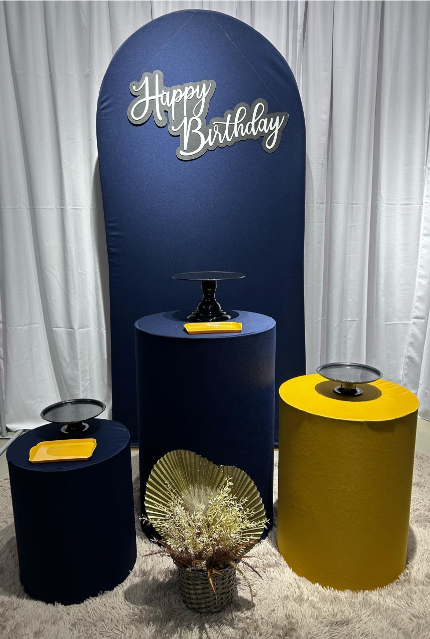 Kit Completo Azul Marinho Com Mostarda - A FESTA E DECORAÇÃO