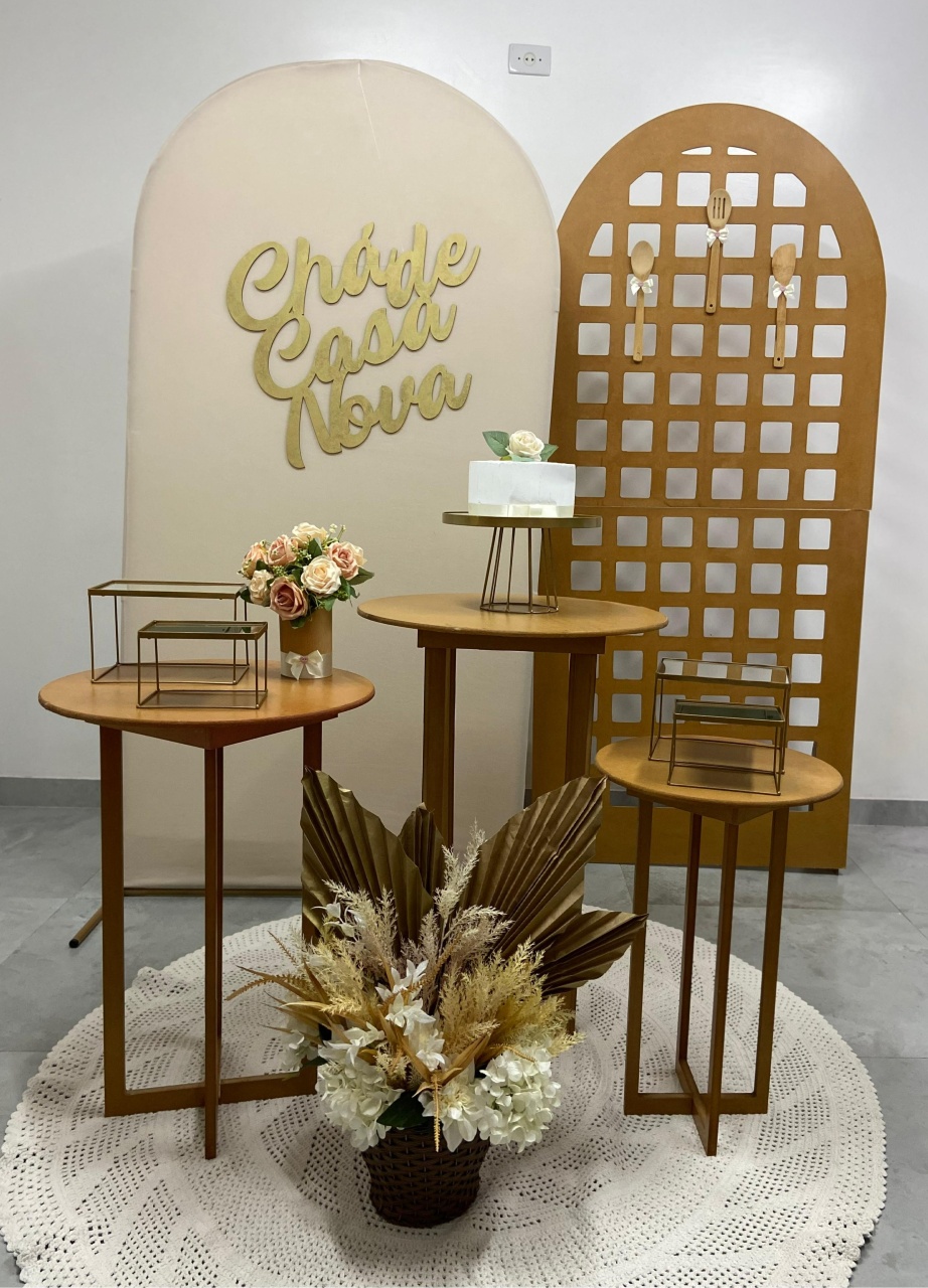 Cha de Casa Nova Kit Painel Treliça  E Bege  - A FESTA E DECORAÇÃO
