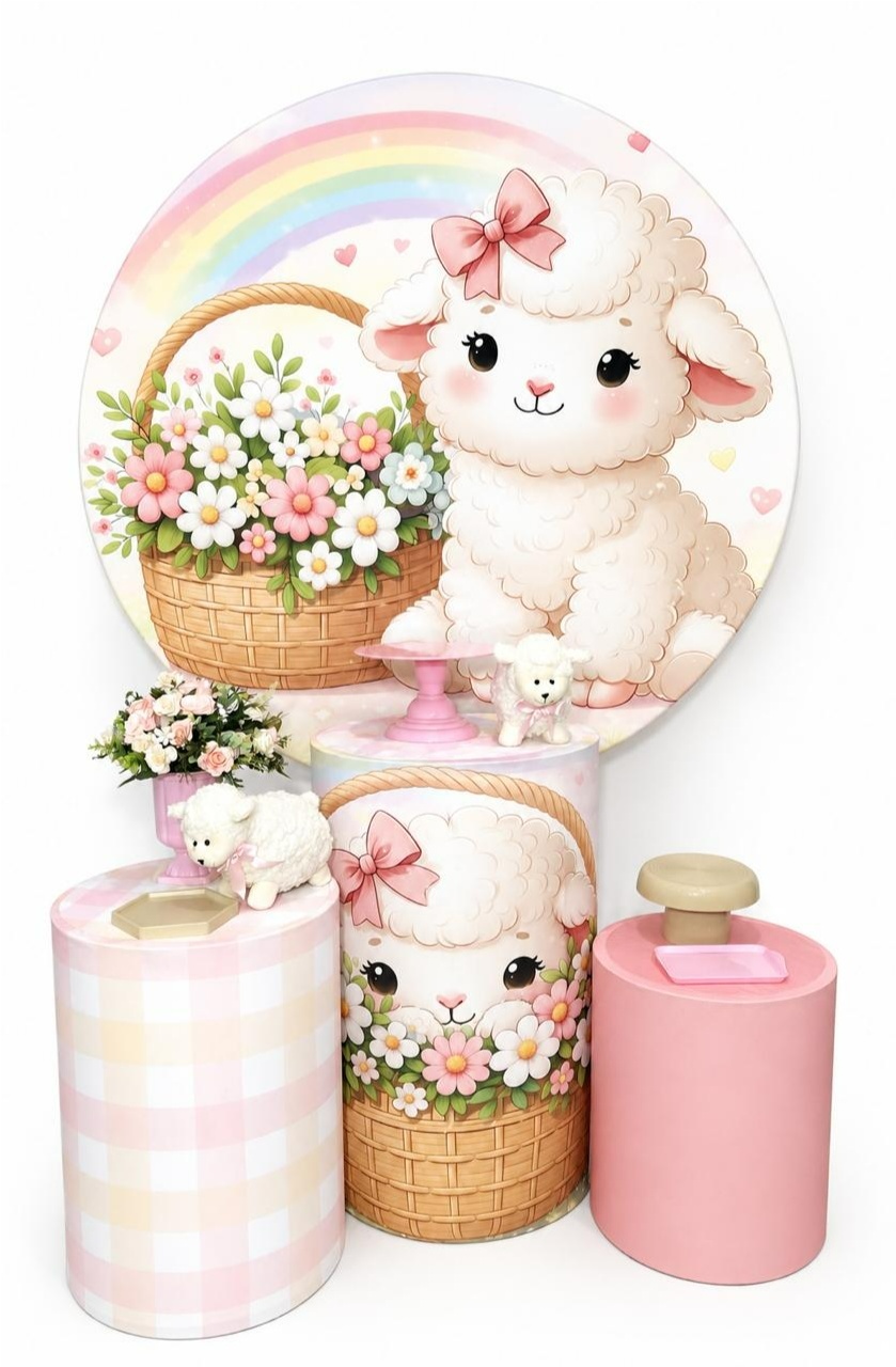 Kit Básico Ovelinha Rosa - A FESTA E DECORAÇÃO