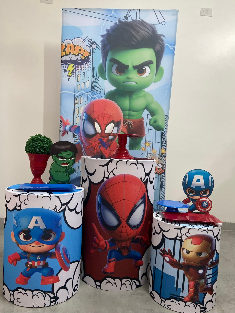 Kit Básico Heróis Baby Painel Retangular  - A FESTA E DECORAÇÃO