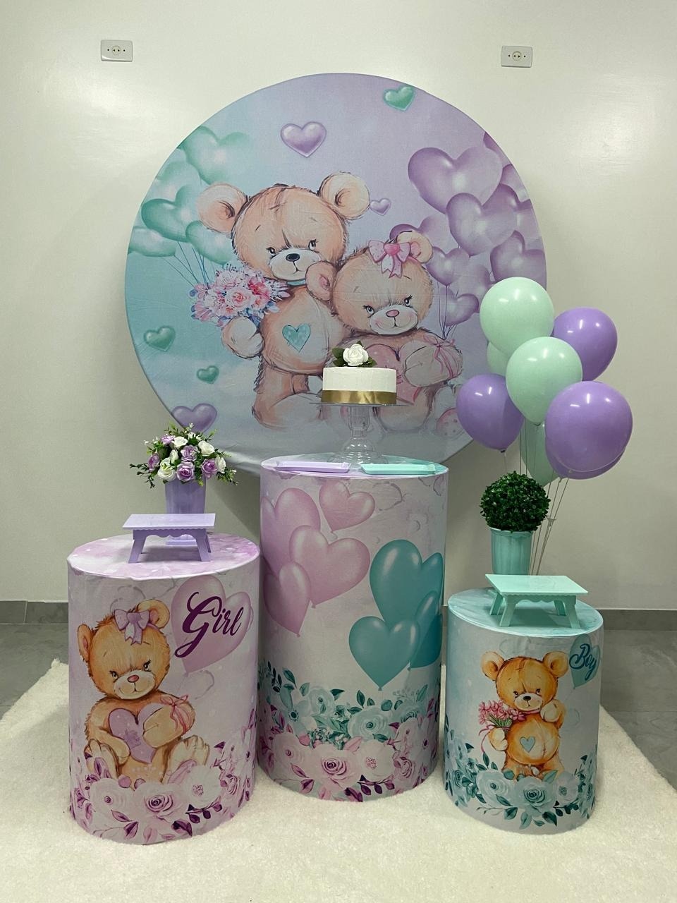Kit Capas Cha de Bebê Verde E Lilas - A FESTA E DECORAÇÃO