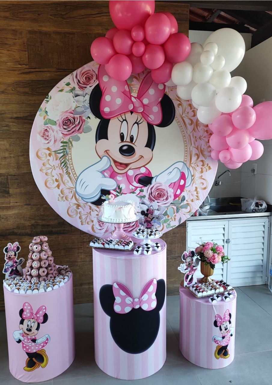 Kit Completo Com Balão Minnie Rosa 2  - A FESTA E DECORAÇÃO