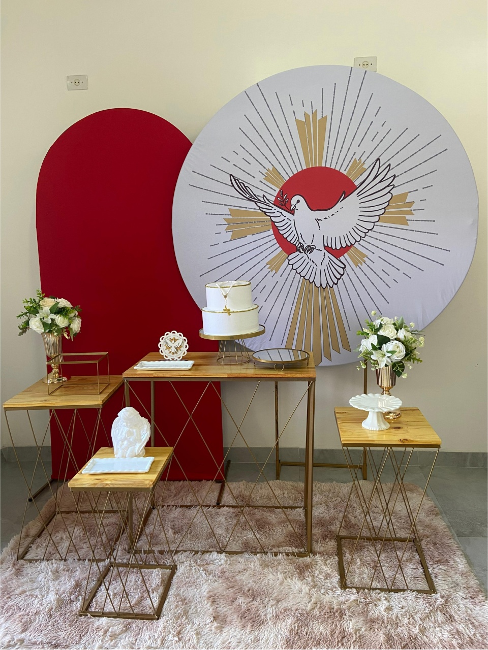 Kit Crisma Espirito Santo Romano Vermelho - A FESTA E DECORAÇÃO