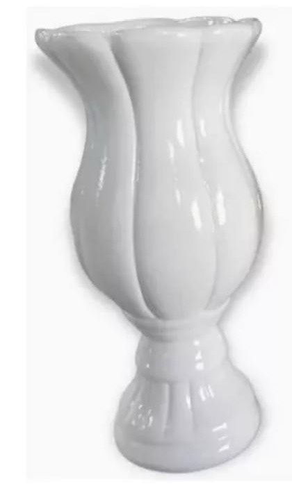 Vaso Tulipa Ceramica  Branco - A FESTA E DECORAÇÃO