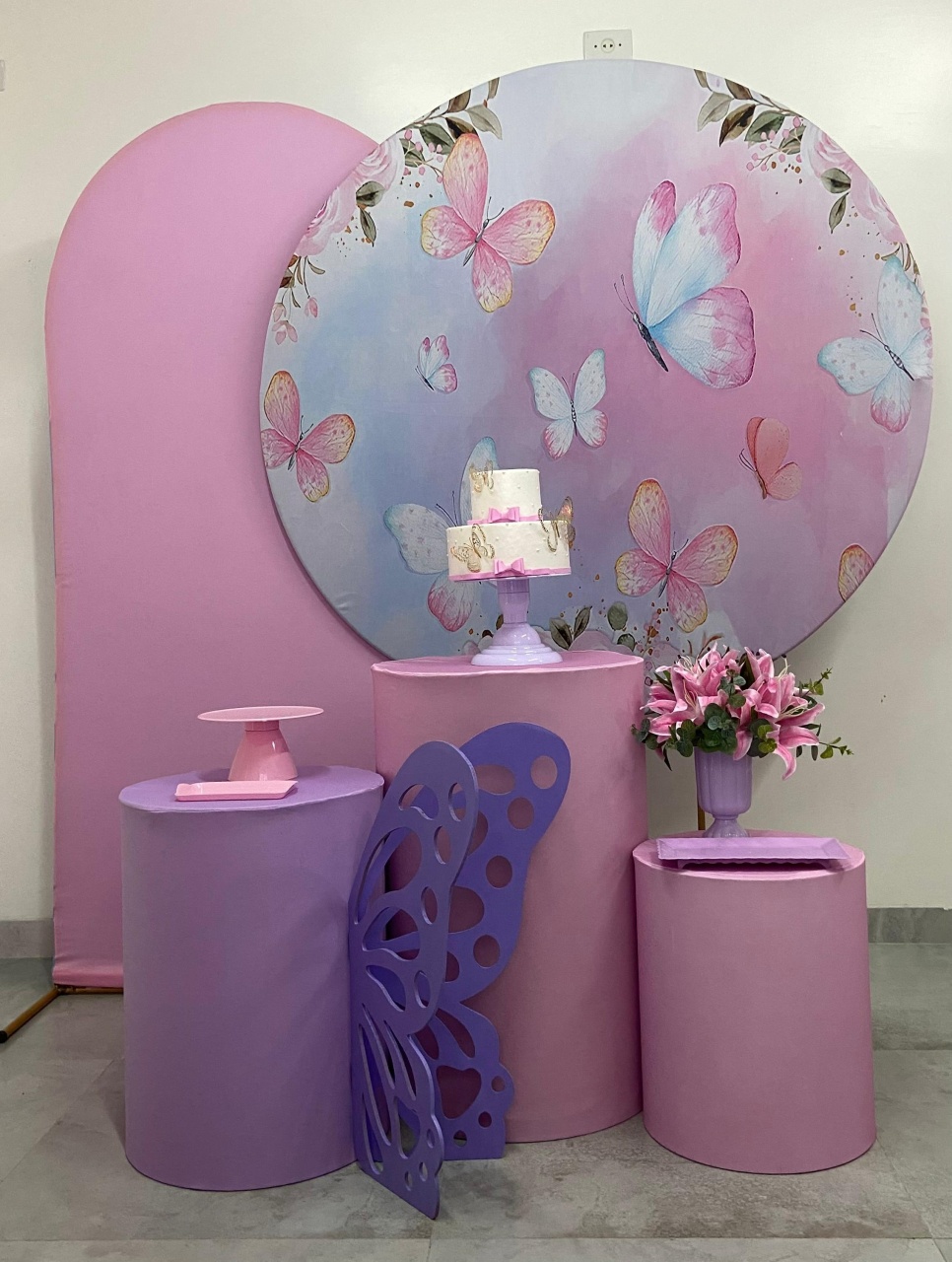 Kit Completo Com Romano Borboleta Rosa  - A FESTA E DECORAÇÃO