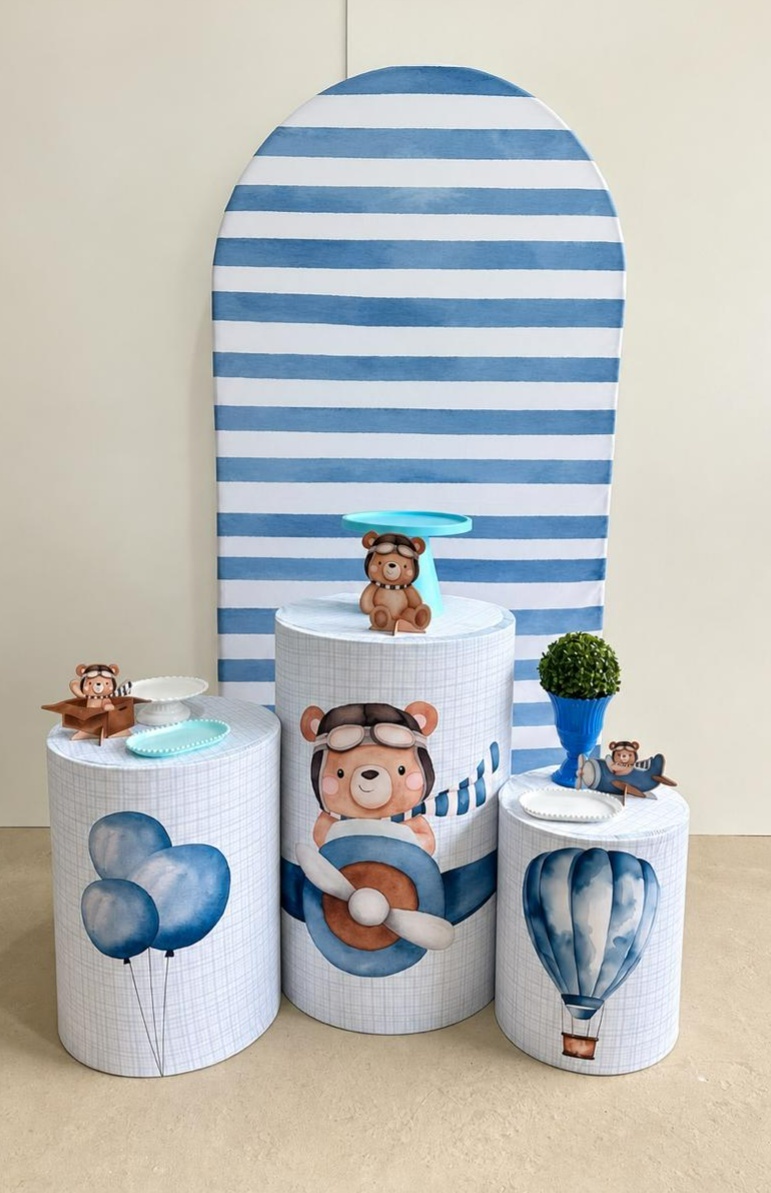 Urso Aviador Azul Kit Romano Básico - A FESTA E DECORAÇÃO