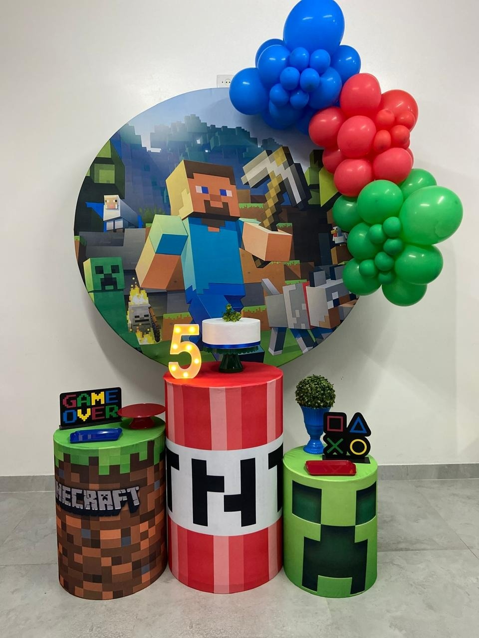 Kit Completo Com Balão Minecraft  - A FESTA E DECORAÇÃO