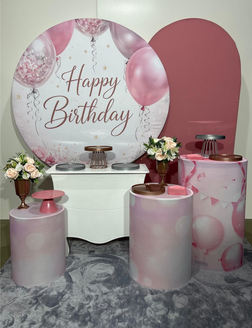 Happy Birthday Balão Rosa Kit Luxo - A FESTA E DECORAÇÃO