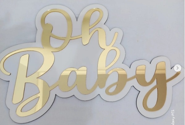  Letreiro Oh Baby Dourado G Com Acrilico - A FESTA E DECORAÇÃO