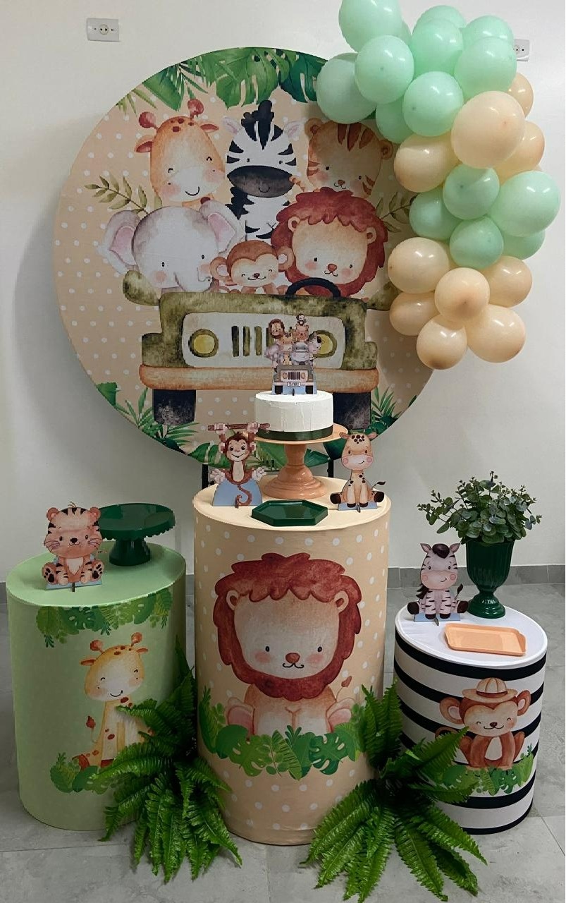 Kit Completo Com Balões Safari Aquarela  - A FESTA E DECORAÇÃO