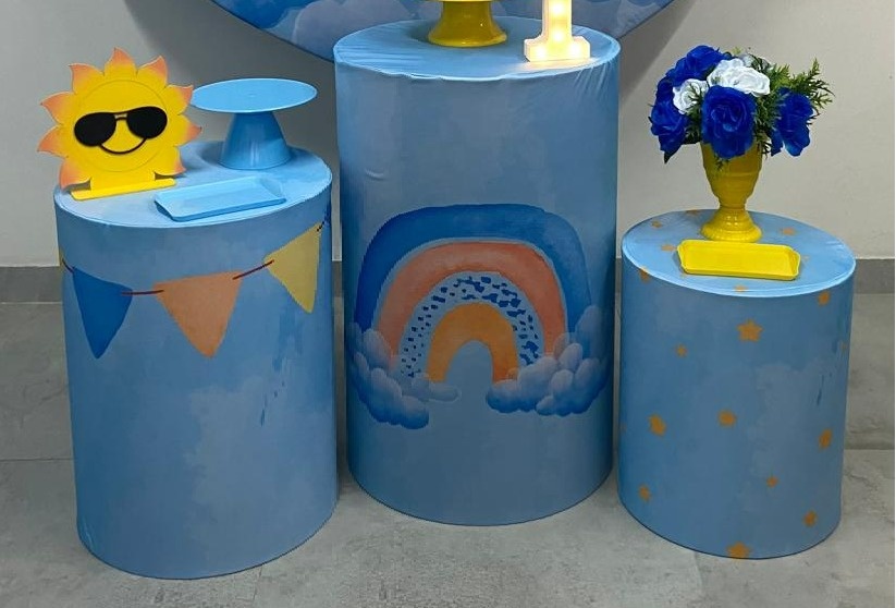Minha Primeira Volta Ao Sol Azul Capas  Cilindros - A FESTA E DECORAÇÃO