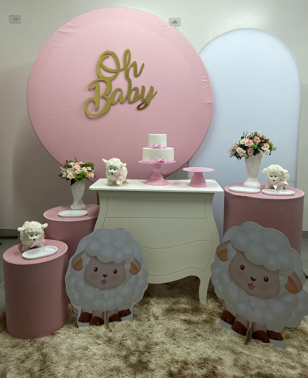 Ovelhinha Kit Luxo Rosa E Branco - A FESTA E DECORAÇÃO