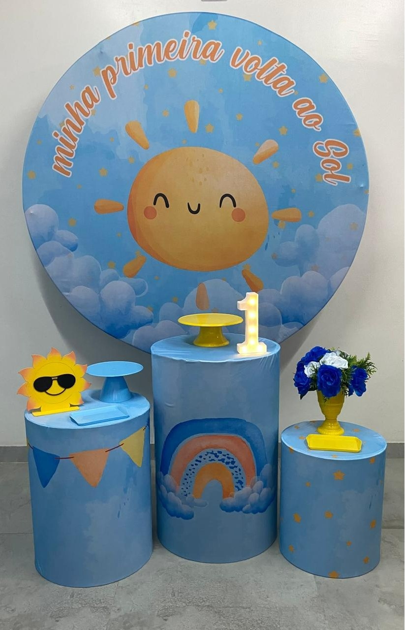 Kit Básico Minha Primeira Volta Ao Sol Azul  - A FESTA E DECORAÇÃO