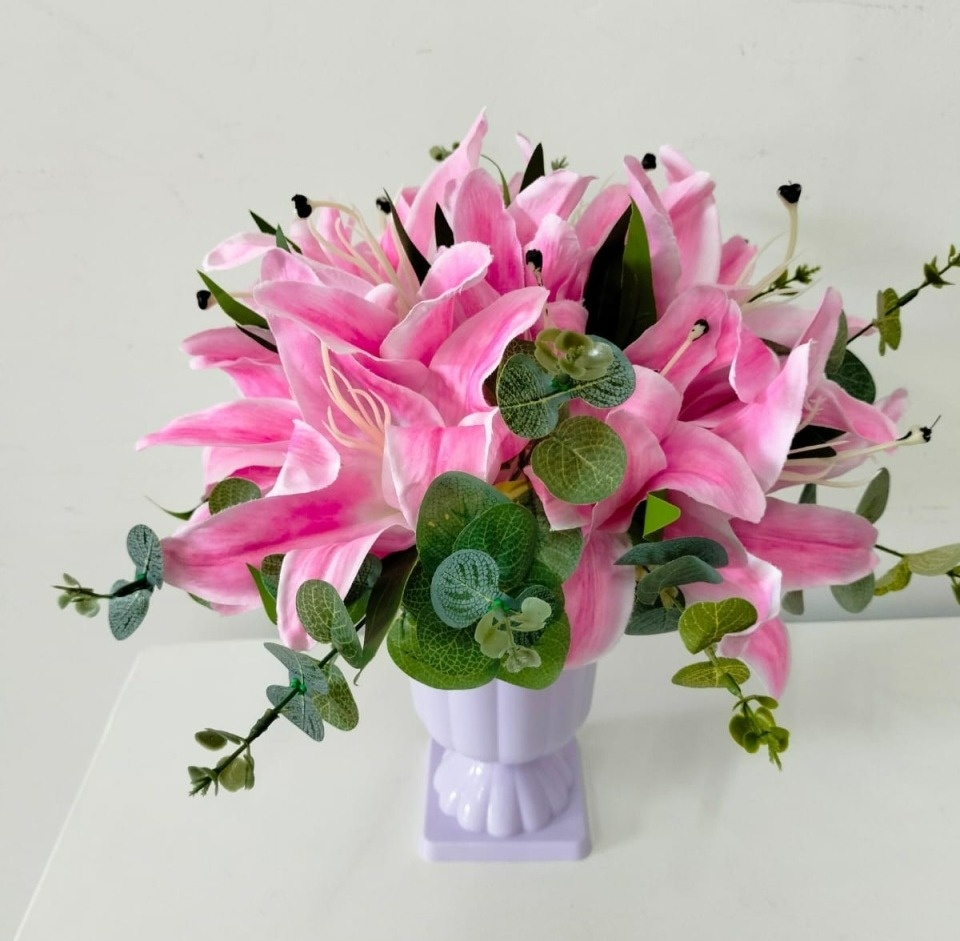 Arranjo Flor Lirio Rosa - A FESTA E DECORAÇÃO
