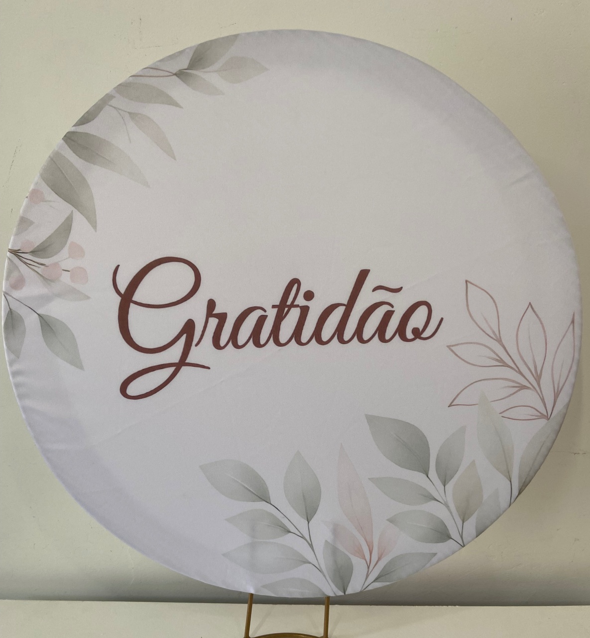 Capa Painel 50X50  Gratidão Rose Gold Com Verde Oliva - A FESTA E DECORAÇÃO