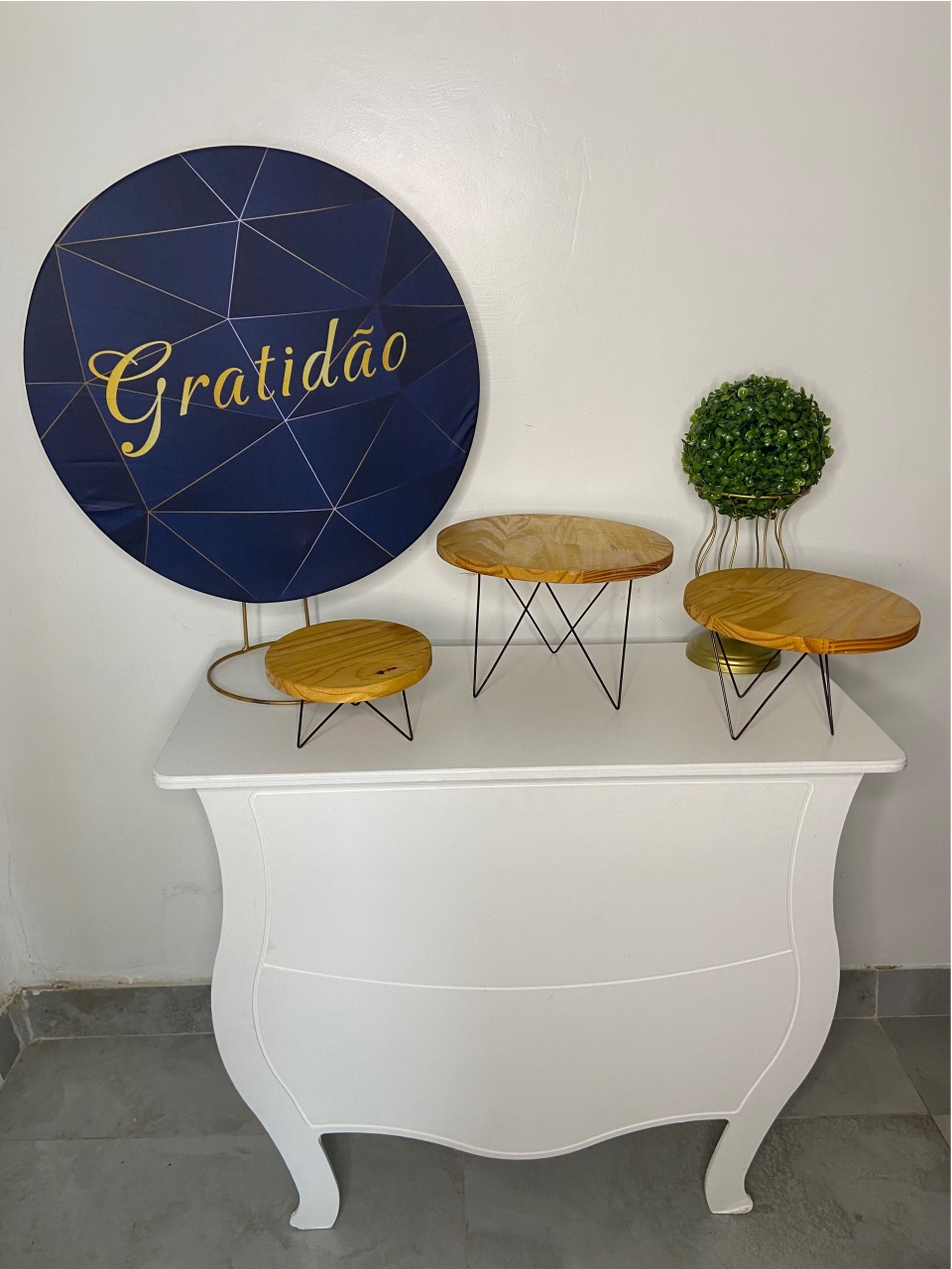 Kit Festa Na Mesa G Gratidão Azul E Dourado  - A FESTA E DECORAÇÃO