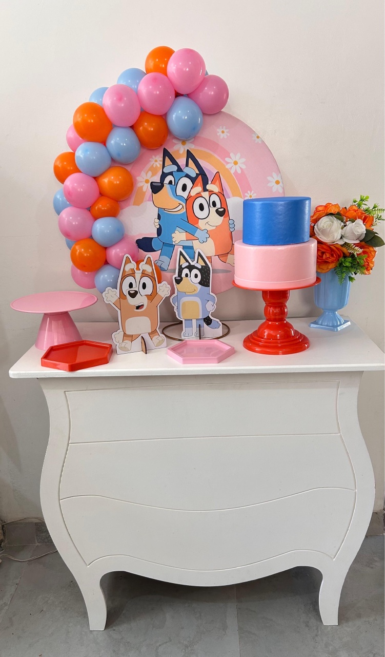 Kit Festa Na Mesa G Bluey Rosa   - A FESTA E DECORAÇÃO