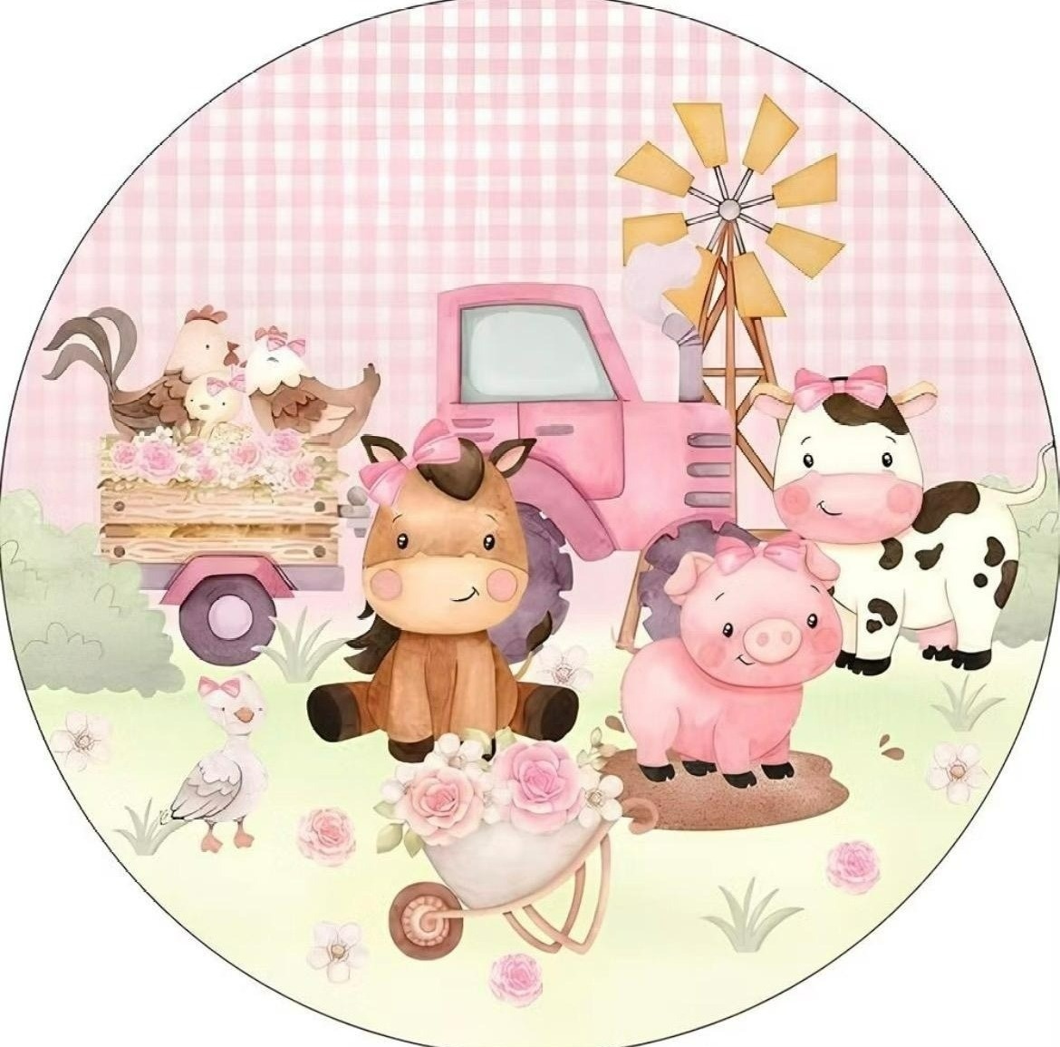 Capa 50X50 Fazendinha Rosa - A FESTA E DECORAÇÃO