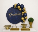 Kit Festa Na Mesa M Gratidão Azul E Dourado Feminino - imagem 2