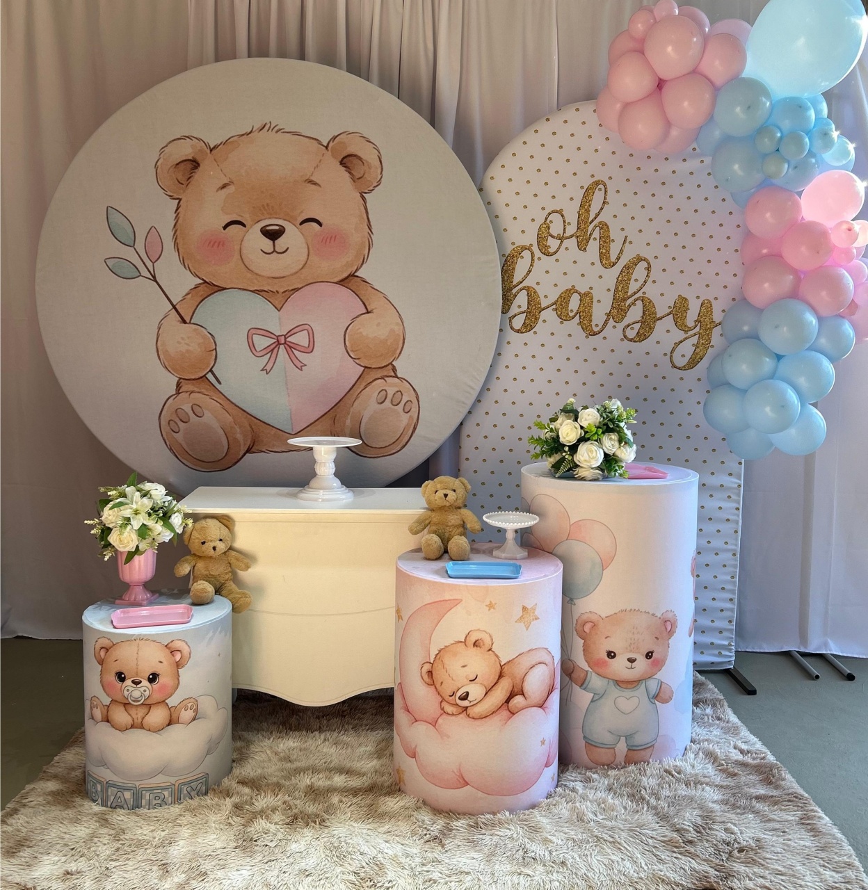 Cha Revelação Ursinho Rosa E Azul Kit Super Luxo - A FESTA E DECORAÇÃO