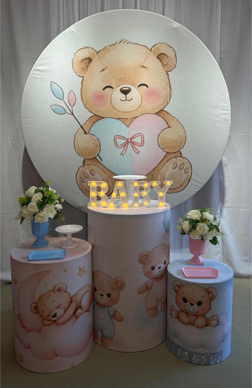 Cha Revelação Ursinho Rosa E Azul Kit Básico - A FESTA E DECORAÇÃO