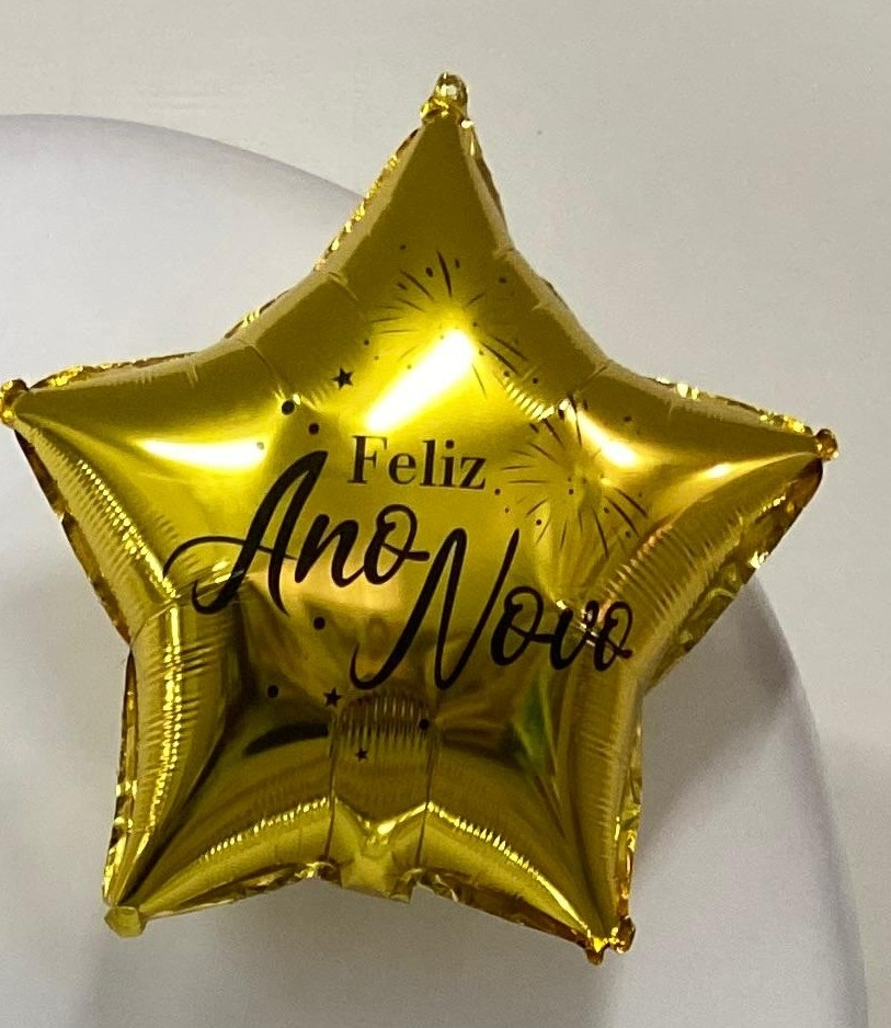 Balão Estrela Ano Novo Dourado 45Cm - A FESTA E DECORAÇÃO