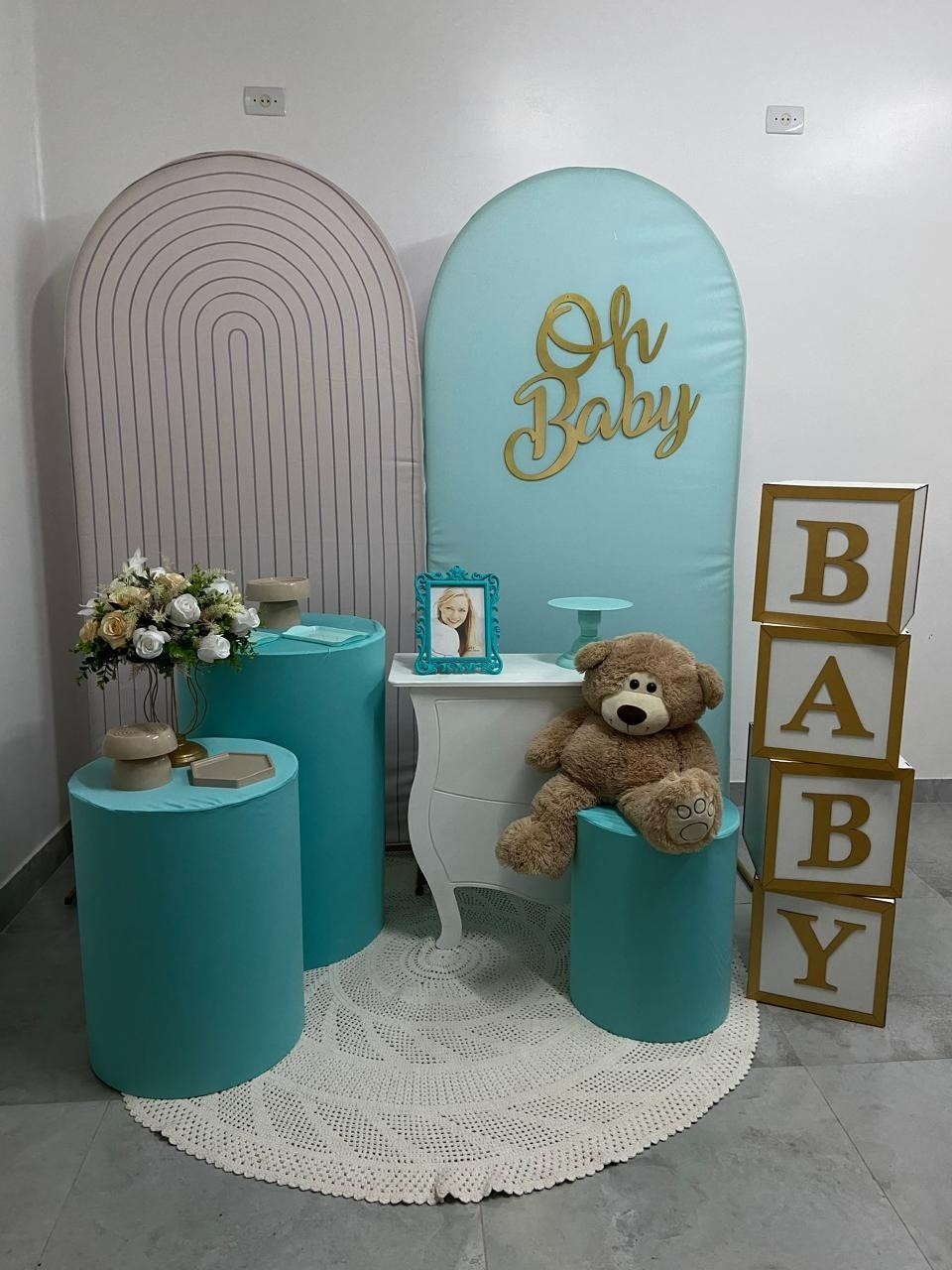 Oh Baby Kit Romano Verde E Portal Bege - A FESTA E DECORAÇÃO
