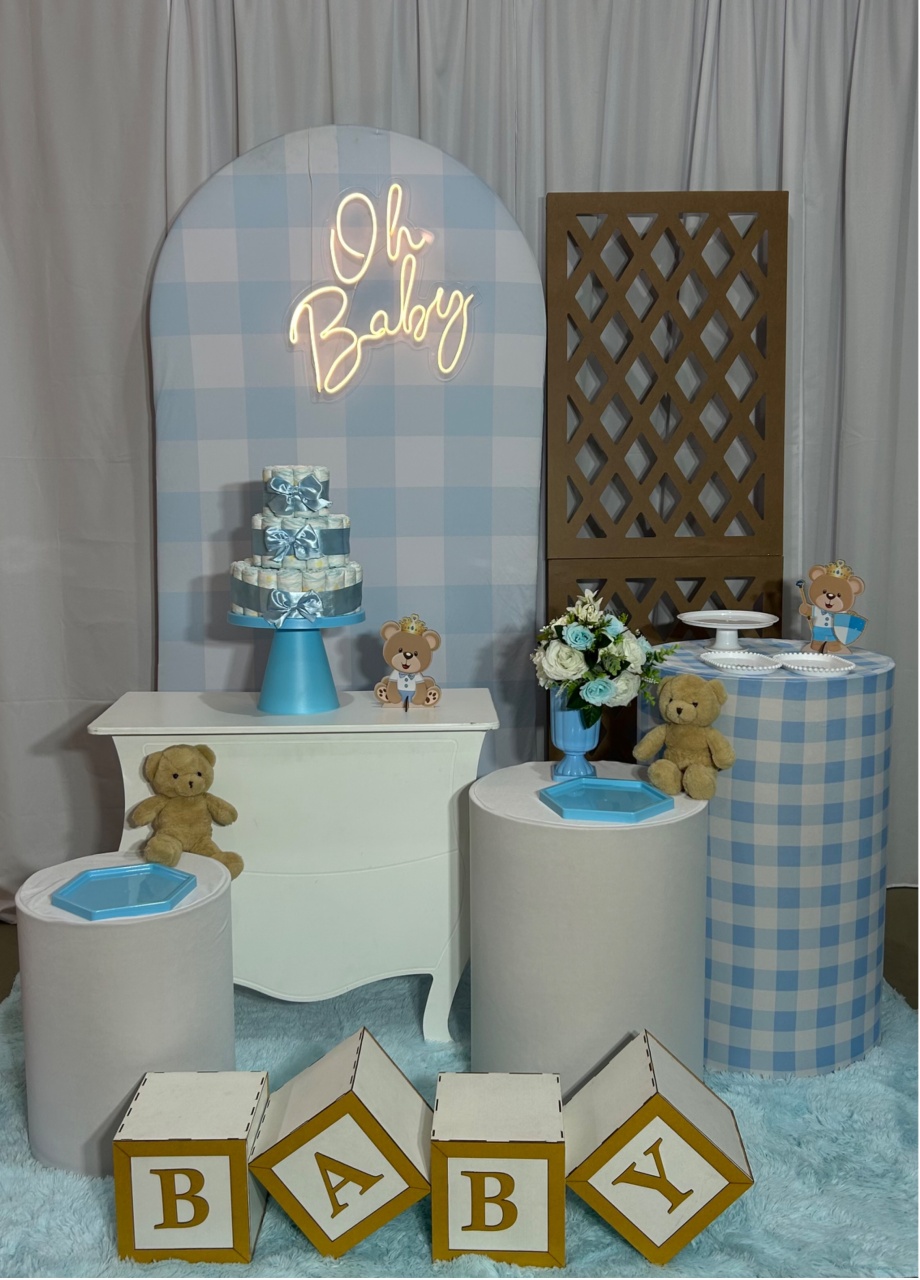Oh Baby Xadrez Azul Com Treliça Especial - A FESTA E DECORAÇÃO