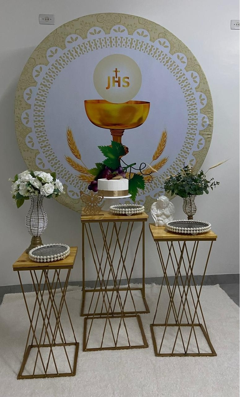 Kit Completo Cálice Dourado Eucaristia Pérola - A FESTA E DECORAÇÃO