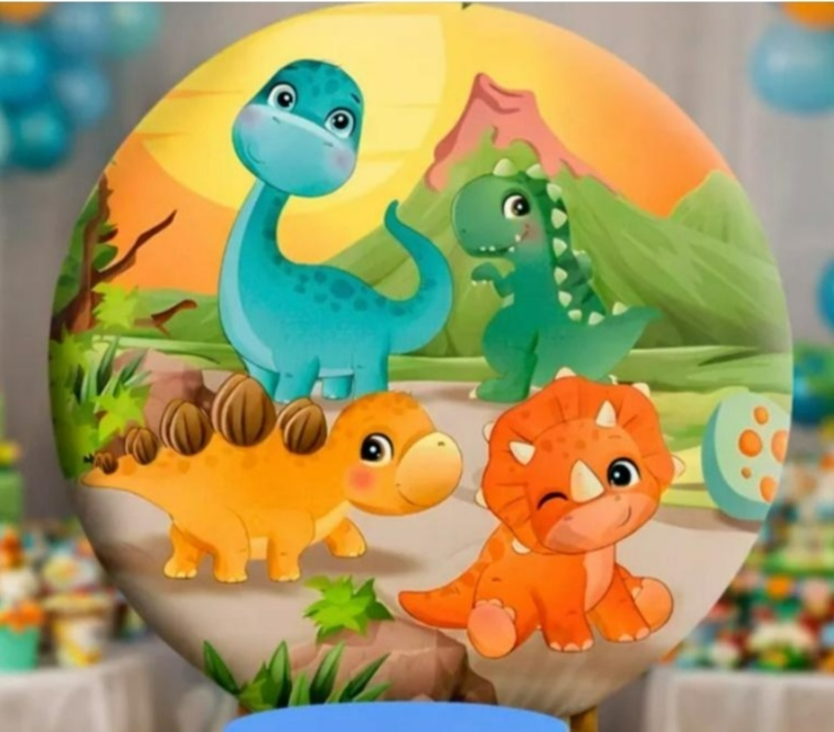 Capa Redonda Dino Baby 1,50 X1,50 - A FESTA E DECORAÇÃO