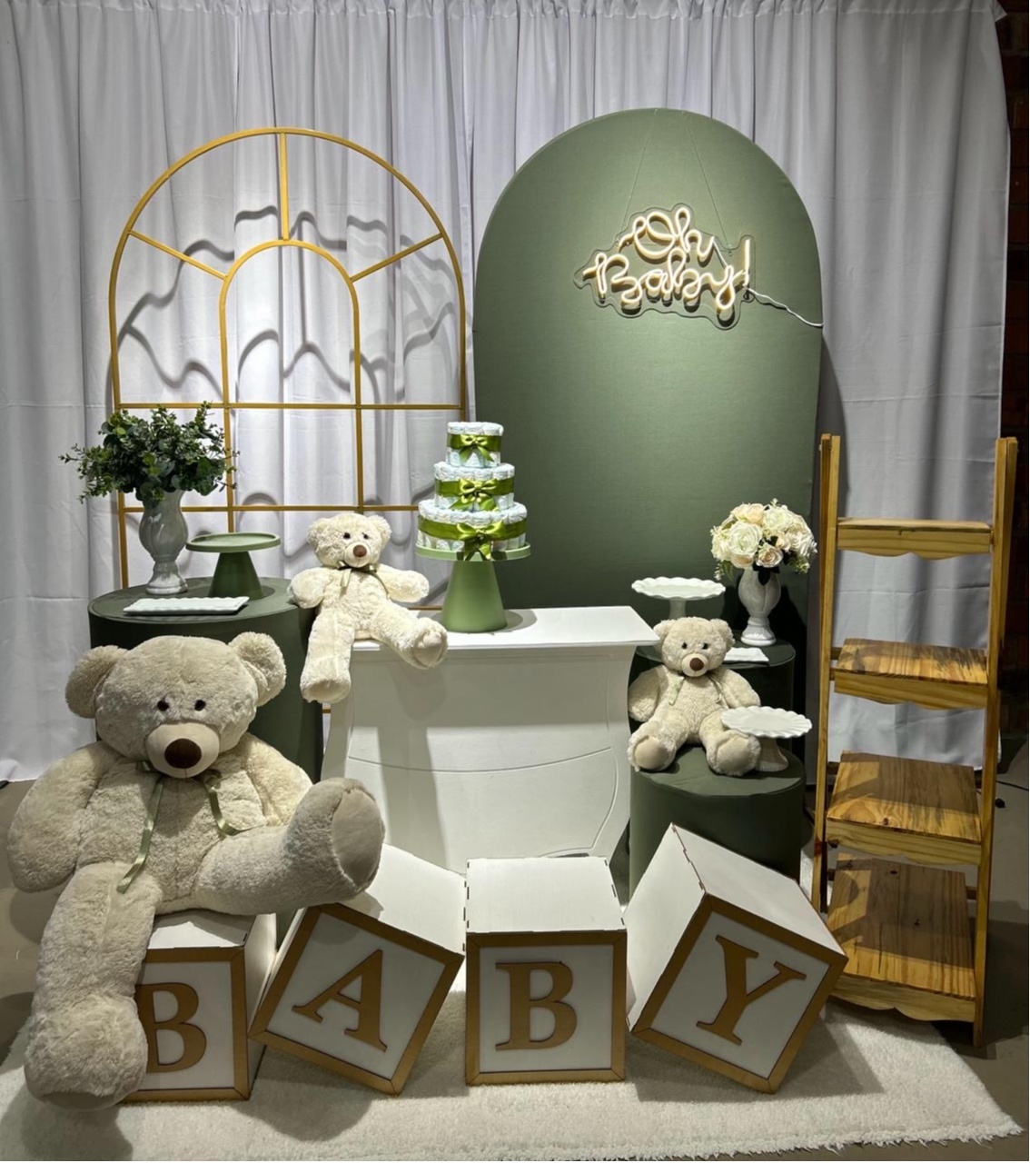 Kit Chá Menino Verde Oliva Oh Baby Painel Janela Especial - A FESTA E DECORAÇÃO