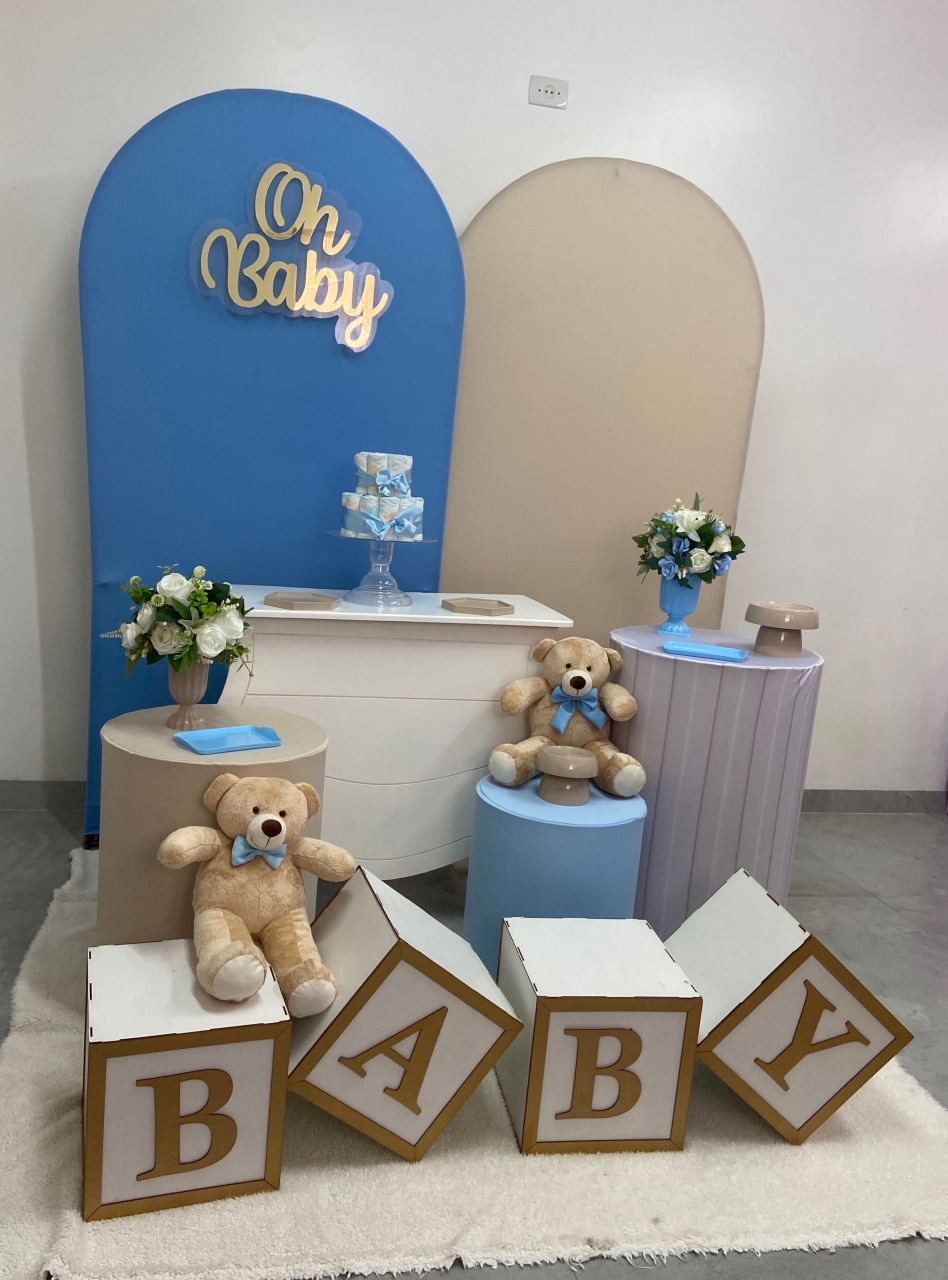 Oh Baby Kit Romano Portal Com Bege E Azul - A FESTA E DECORAÇÃO