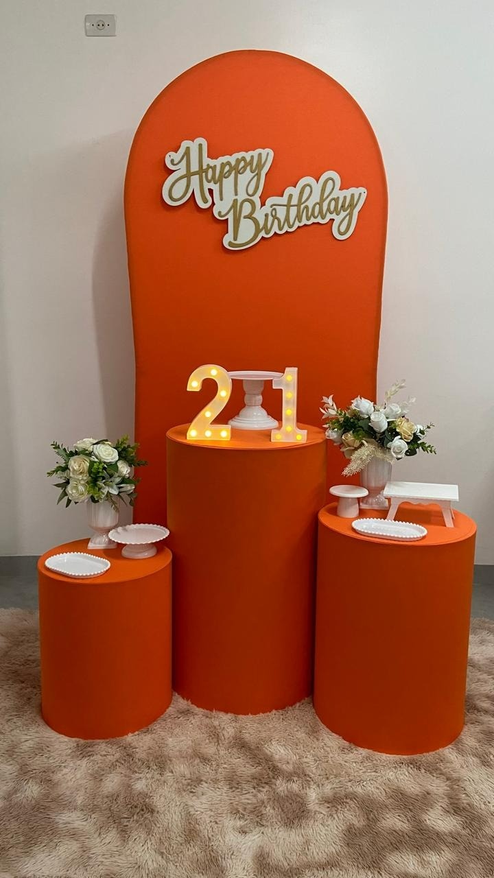 Kit Completo Com Romano Feminino Laranja  - A FESTA E DECORAÇÃO