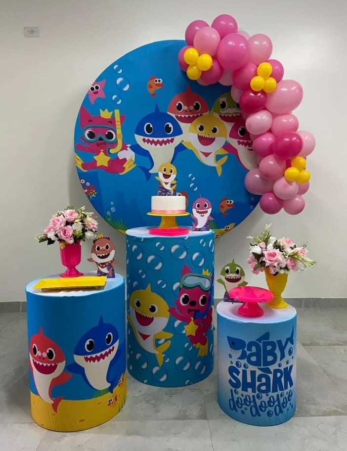 Kit Completo Com  Balão Baby Shark Menina - A FESTA E DECORAÇÃO
