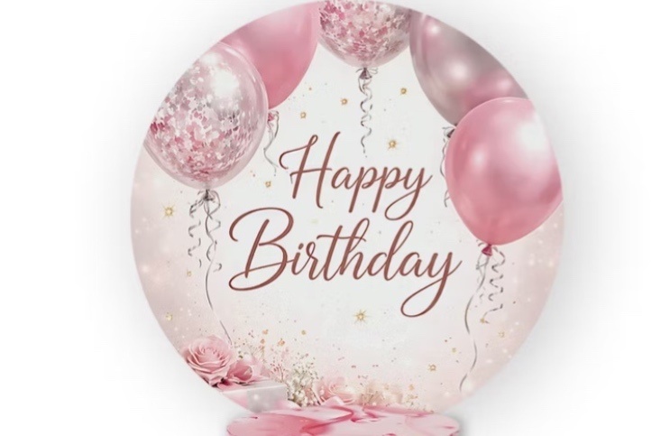 Happy Birthday Balões Rosa Capa Painel 1,50 - A FESTA E DECORAÇÃO